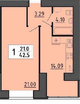 1-комнатная 42.5 м² в ЖК Энергия от 17 200 грн/м², Тернополь