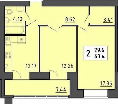 2-комнатная 63.4 м² в ЖК Энергия от 22 700 грн/м², Тернополь