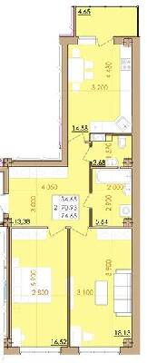 2-комнатная 74.65 м² в ЖК Европейский квартал от 17 100 грн/м², Полтава