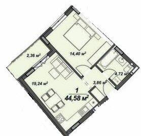 1-комнатная 44.58 м² в ЖК Crystal от 19 600 грн/м², Ужгород