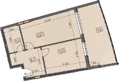 1-кімнатна 56.83 м² в ЖК Crystal від 19 600 грн/м², Ужгород