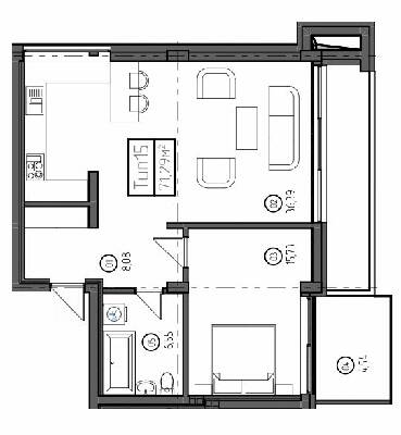 2-комнатная 71.29 м² в ЖК Sky Towers от 48 158 грн/м², г. Тячев