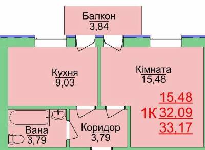 1-кімнатна 33.17 м² в ЖК Зелена оаза від 15 000 грн/м², Херсон