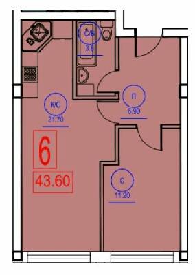 1-комнатная 43.6 м² в ЖК Комфорт Парк от 14 500 грн/м², Черкассы