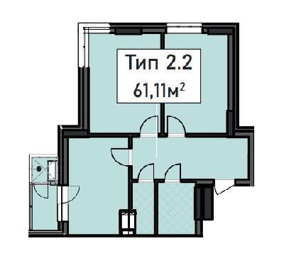 2-кімнатна 61.11 м² в ЖК CRYSTAL RESIDENCE від 49 300 грн/м², Київ