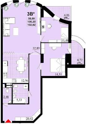 3-комнатная 102.82 м² в ЖК Златоуст от 35 500 грн/м², Киев