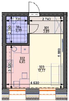 1-кімнатна 26.53 м² в ЖК Home Smart House від 12 000 грн/м², м. Бориспіль