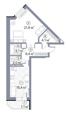 1-комнатная 56.9 м² в ЖК Киевский Шлях от 18 200 грн/м², г. Борисполь