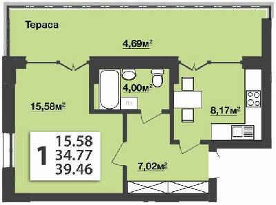 1-кімнатна 39.46 м² в ЖК М'ята Авеню від 19 800 грн/м², м. Винники
