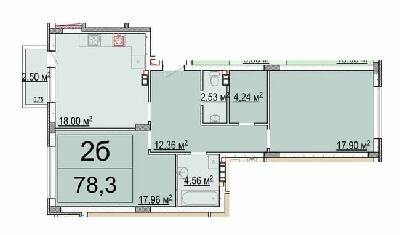 2-кімнатна 78.3 м² в ЖК Білий Шоколад від 19 500 грн/м², Львів