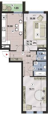 2-комнатная 70.16 м² в ЖК Paradise Avenue от 31 000 грн/м², с. Крюковщина