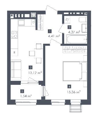 1-комнатная 38.8 м² в ЖК Малоголосківські пагорби от 24 350 грн/м², Львов