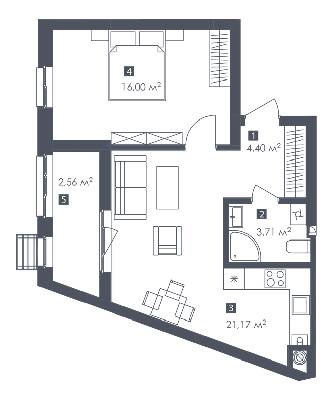 1-кімнатна 47.84 м² в ЖК Малоголосківські пагорби від 24 050 грн/м², Львів