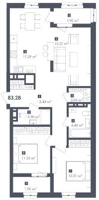 3-комнатная 83.28 м² в ЖК Малоголосківські пагорби от 25 400 грн/м², Львов