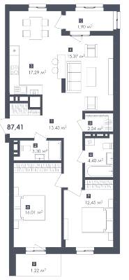 3-кімнатна 87.41 м² в ЖК Малоголосківські пагорби від 25 400 грн/м², Львів