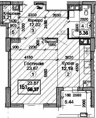 1-кімнатна 63.05 м² в ЖК Тріумф від 23 000 грн/м², Дніпро