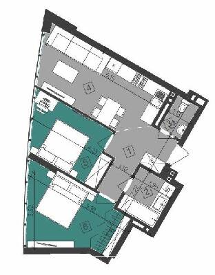 2-комнатная 54.91 м² в ЖК Парус City от 19 900 грн/м², Львов