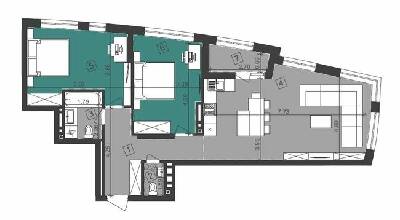 2-комнатная 81.58 м² в ЖК Парус City от 25 100 грн/м², Львов