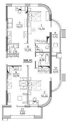 3-кімнатна 108.6 м² в Мкрн Таїровські сади від 20 150 грн/м², с. Лиманка