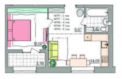 1-комнатная 40.41 м² в ЖК Синергия Glass от 19 550 грн/м², Ровно