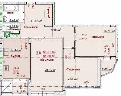 3-кімнатна 86.3 м² в ЖК ЖК Соняшник від 15 500 грн/м², Львів