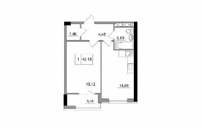 1-кімнатна 43.15 м² в ЖМ ARTVILLE від 17 850 грн/м², смт Авангард