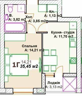 1-комнатная 35.45 м² в ЖК Премиальный от 26 000 грн/м², г. Ирпень