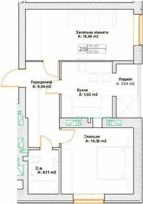 2-кімнатна 55.64 м² в ЖК Фортуна-2 від 24 450 грн/м², м. Ірпінь