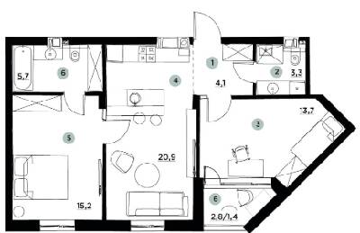 2-кімнатна 64.3 м² в ЖК PARKTOWN від 19 500 грн/м², смт Гостомель