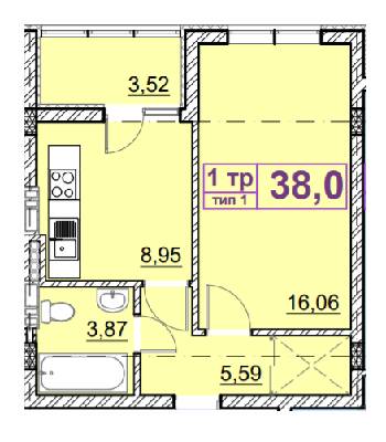 1-комнатная 38 м² в ЖК Идея от 20 000 грн/м², с. Гнедин