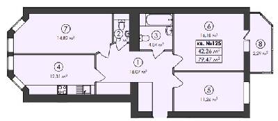 3-кімнатна 79.47 м² в ЖК Family-2 від 26 550 грн/м², с. Гатне