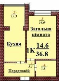 1-комнатная 36.8 м² в ЖК Дмитровский от 15 500 грн/м², с. Дмитровка