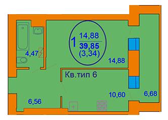 1-кімнатна 39.85 м² в ЖК Софія Київська від 15 800 грн/м², с. Софіївська Борщагівка