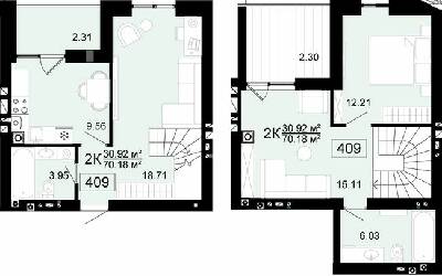 Двухуровневая 70.18 м² в ЖК City Lake от 23 000 грн/м², с. Шевченково