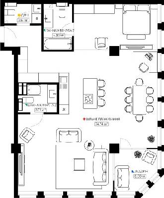 2-кімнатна 95.66 м² в ЖК KYIVPROEKT City Space від 115 953 грн/м², Київ