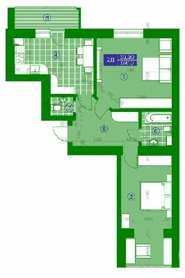 2-кімнатна 69.1 м² в ЖК Квартал Парковий від 16 950 грн/м², м. Обухів