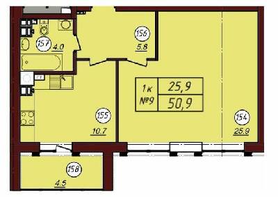 1-комнатная 50.9 м² в ЖК Соборный от 20 600 грн/м², г. Фастов