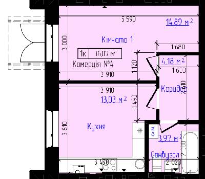 1-кімнатна 36.07 м² в ЖК Viking Home від 20 000 грн/м², м. Ірпінь