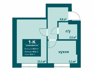 1-кімнатна 34.2 м² в ЖК Ібіс від 17 500 грн/м², м. Ірпінь