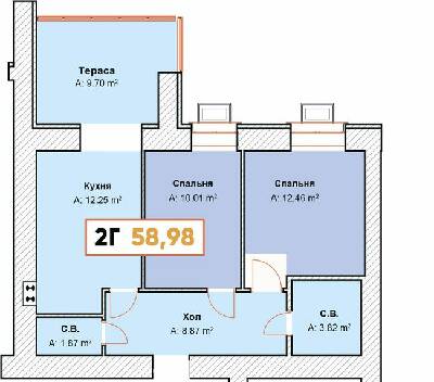 2-комнатная 58.98 м² в ЖК Continent от 23 900 грн/м², г. Буча