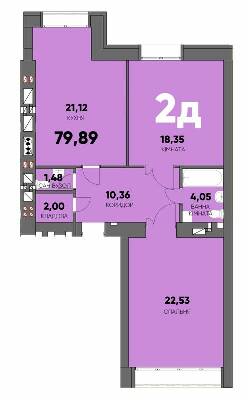 2-кімнатна 79.89 м² в ЖК Continent Ray від 23 900 грн/м², м. Буча