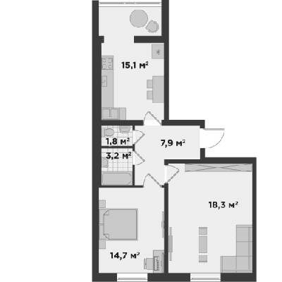 2-кімнатна 61 м² в ЖК Millennium State від 23 936 грн/м², м. Буча