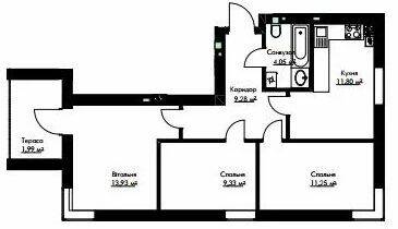 3-комнатная 61.63 м² в ЖК Cherry House от 13 500 грн/м², пгт Гостомель
