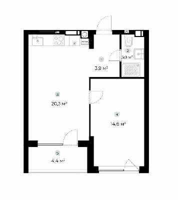 1-комнатная 44 м² в ЖК PARKTOWN от 22 000 грн/м², пгт Гостомель