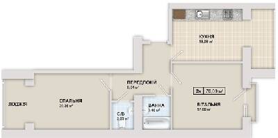 2-комнатная 70.09 м² в ЖК Містечко Козацьке от 13 800 грн/м², Ивано-Франковск