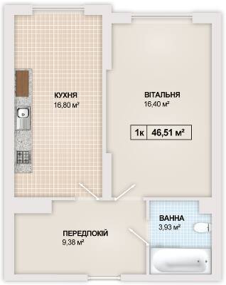 1-комнатная 46.51 м² в ЖК Sonata от 16 300 грн/м², Ивано-Франковск