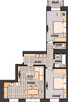 2-комнатная 68.61 м² в ЖК Гетьманский от 14 200 грн/м², Ивано-Франковск