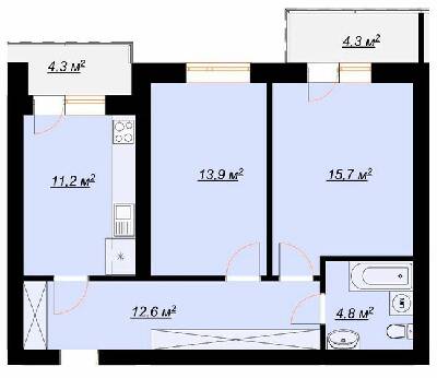 2-комнатная 66.8 м² в ЖК Art House от 15 000 грн/м², Винница