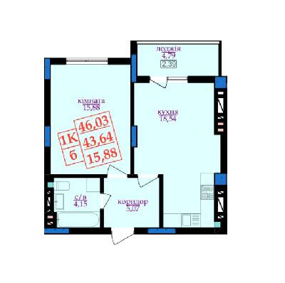 1-комнатная 46.03 м² в ЖК Цитадель-3 от 13 500 грн/м², Ивано-Франковск