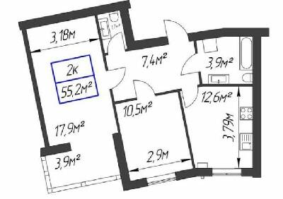 2-комнатная 55.2 м² в ЖК Парковый городок от 15 100 грн/м², Ивано-Франковск